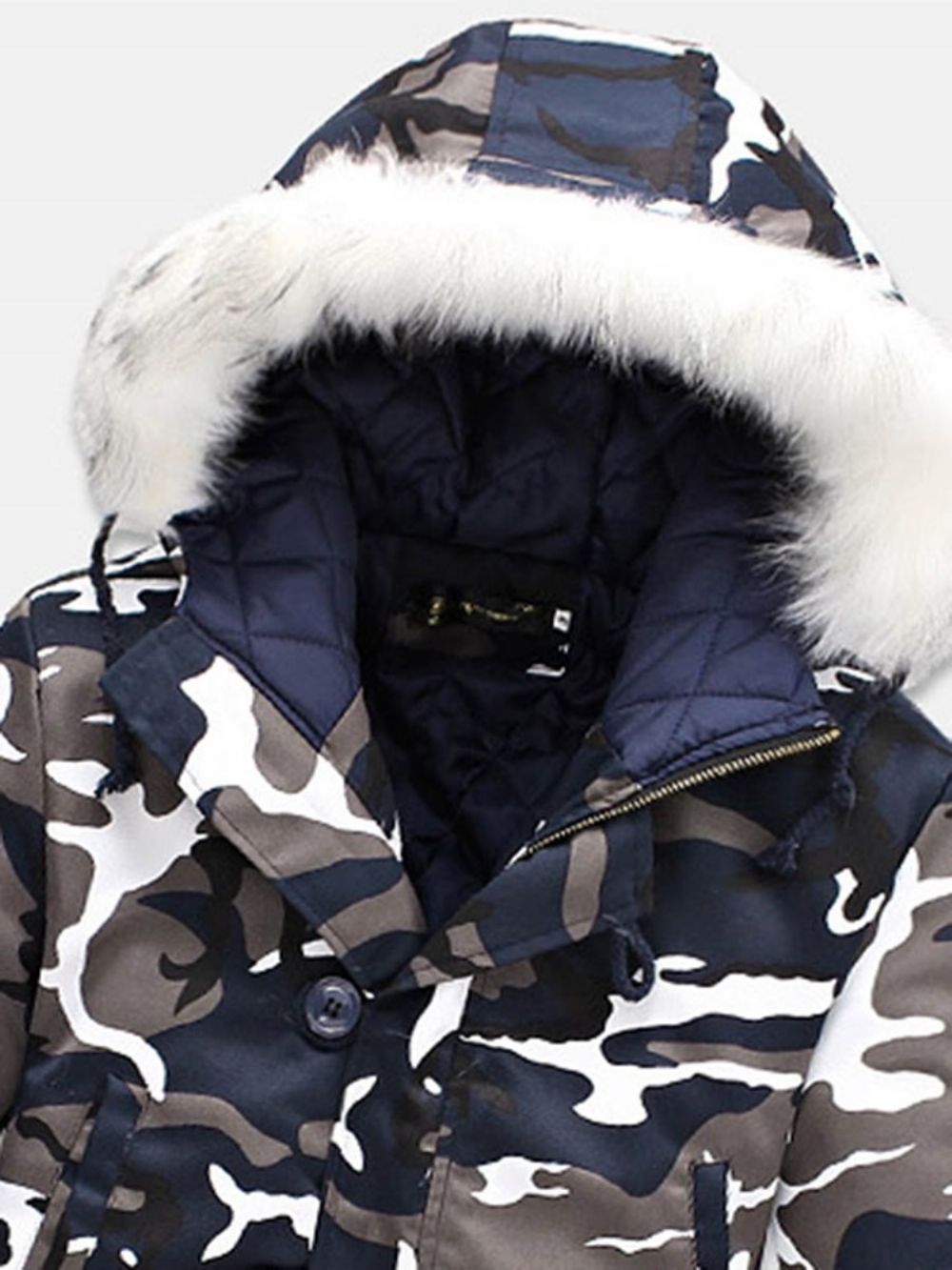 Casaco De Inverno Masculino Com Zíper De Camuflagem Espesso Quente