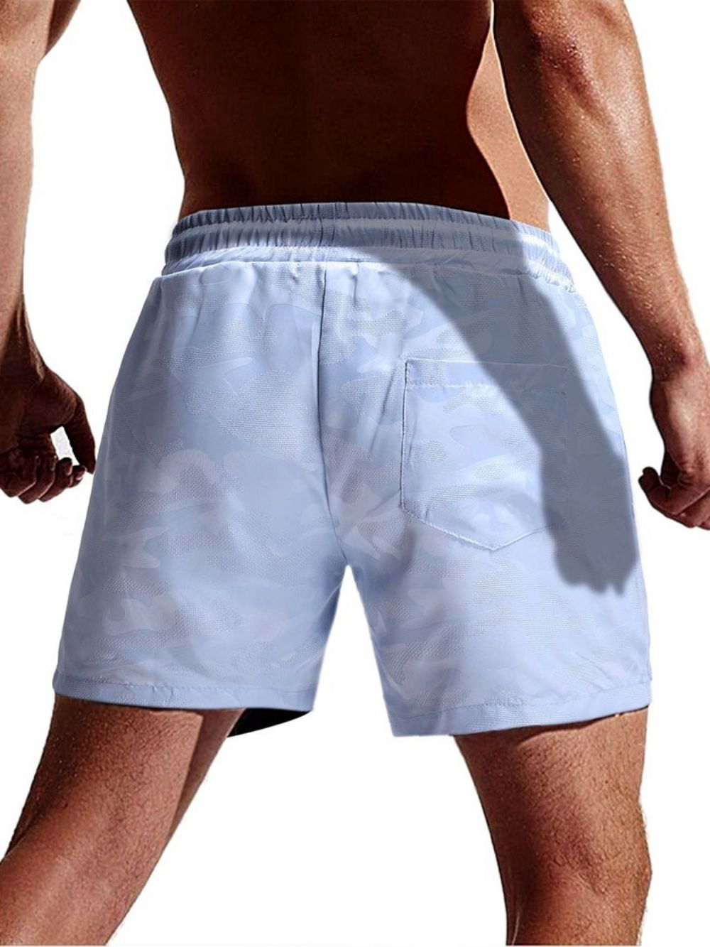 Short Masculino De Praia Branco Com Cadarço Reto