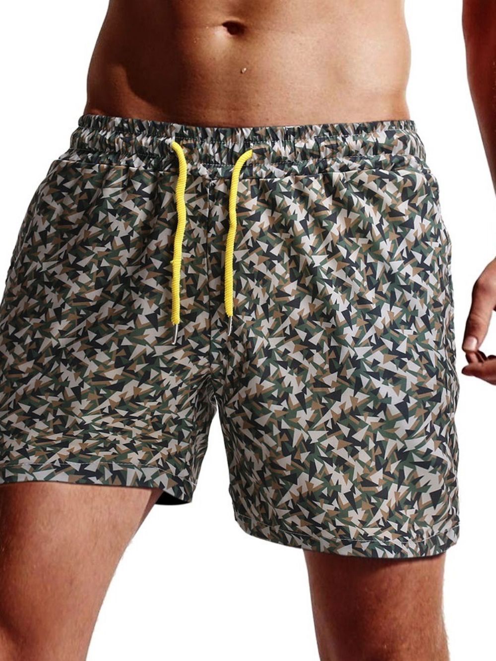 Short Masculino De Praia Camuflado Reto Com Cadarço