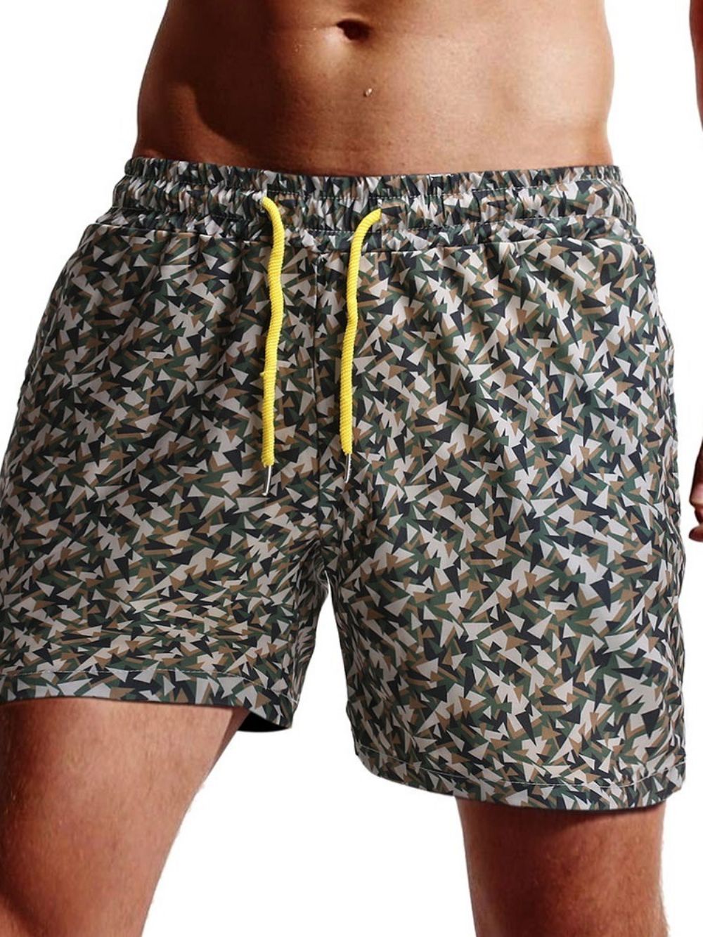 Short Masculino De Praia Camuflado Reto Com Cadarço