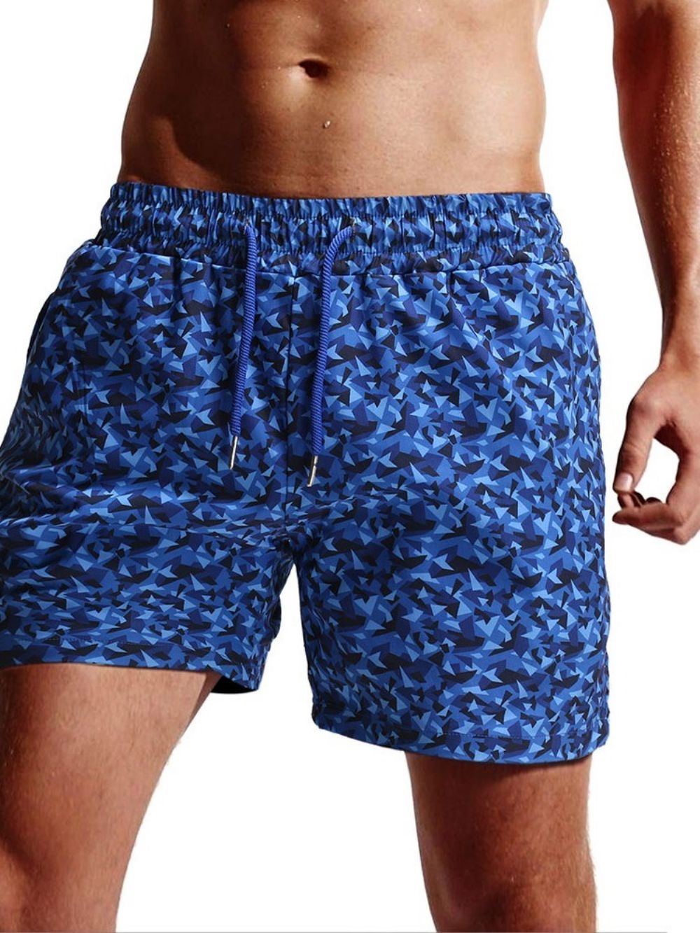 Short De Praia Masculino Com Amarração E Camuflagem Reta