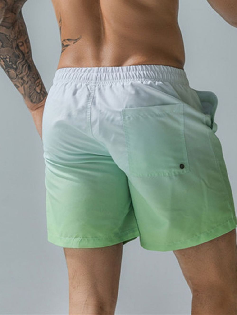 Shorts De Praia Masculino Reto Com Amarração Gradiente