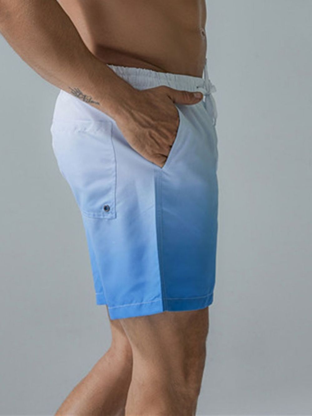 Shorts De Praia Masculino Reto Com Amarração Gradiente