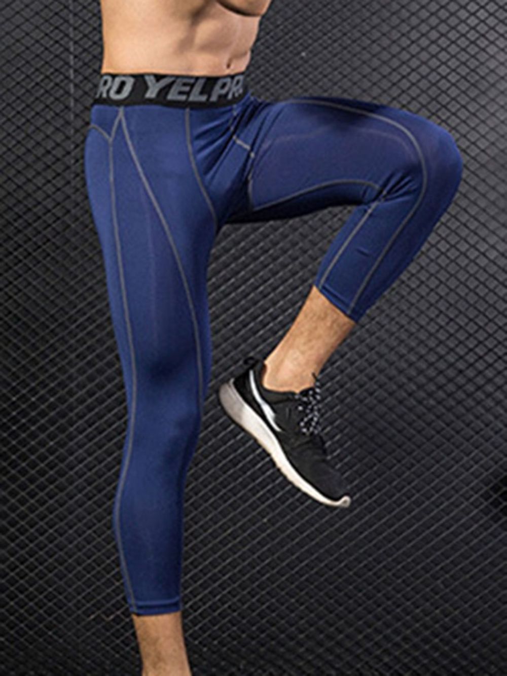 Calça Esportiva Masculina Color Block De Secagem Rápida Até A Panturrilha