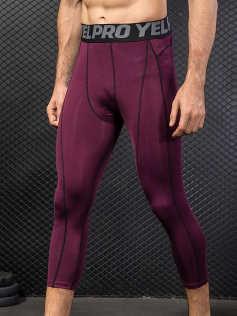 Calça Esportiva Masculina Color Block De Secagem Rápida Até A Panturrilha