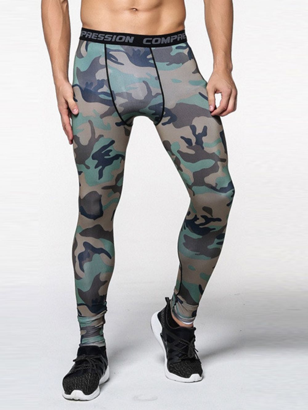 Calça Esportiva Masculina Estampa Camuflada Respirável Até O Tornozelo