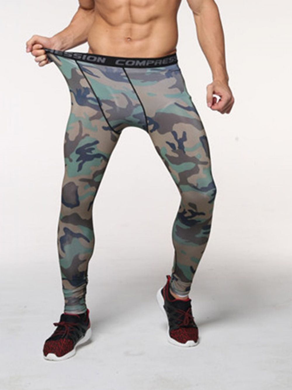 Calça Esportiva Masculina Estampa Camuflada Respirável Até O Tornozelo