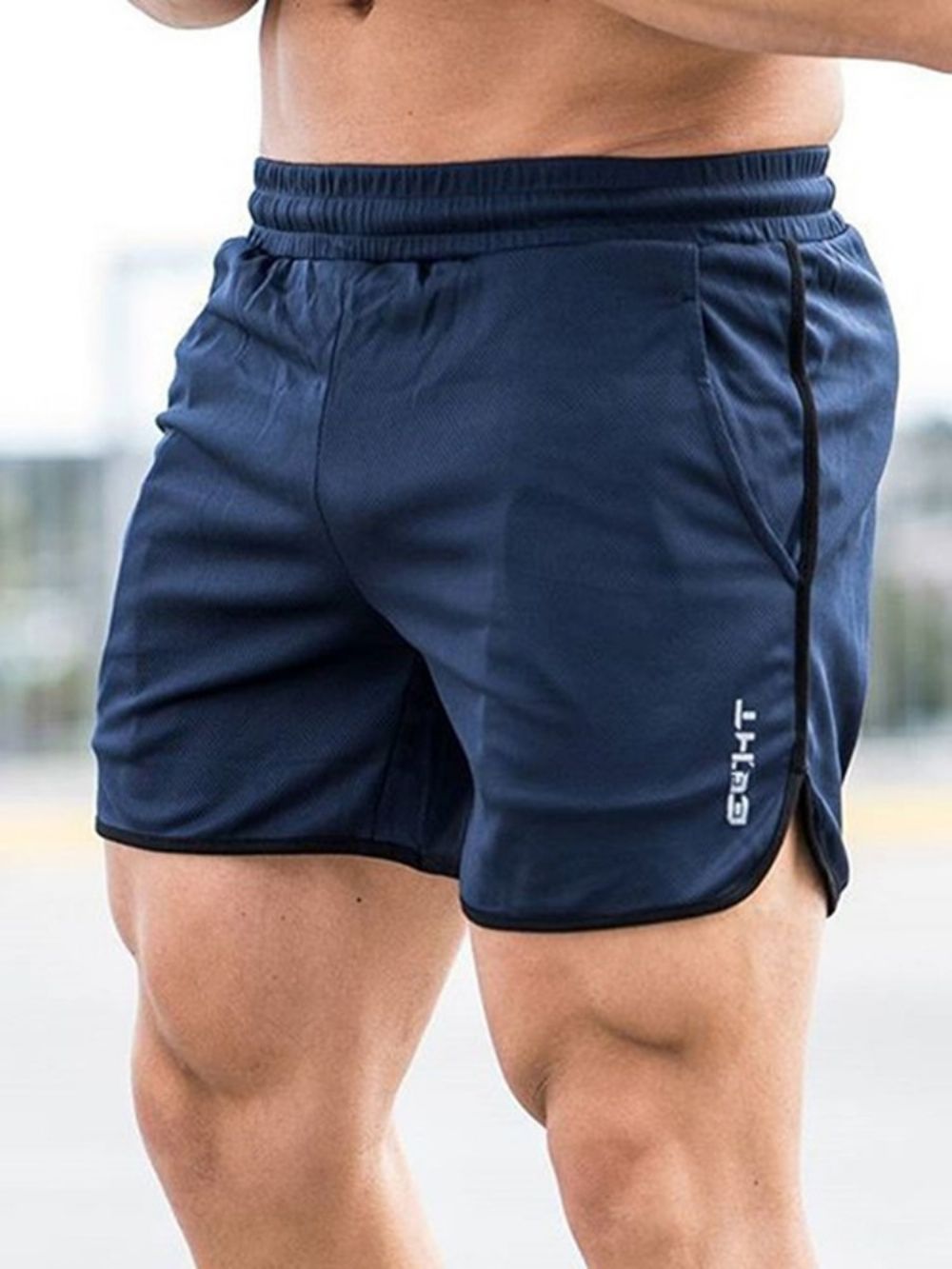 Calções De Corrida Masculinos Letter Shorts Esportivos