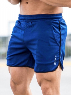 Calções De Corrida Masculinos Letter Shorts Esportivos