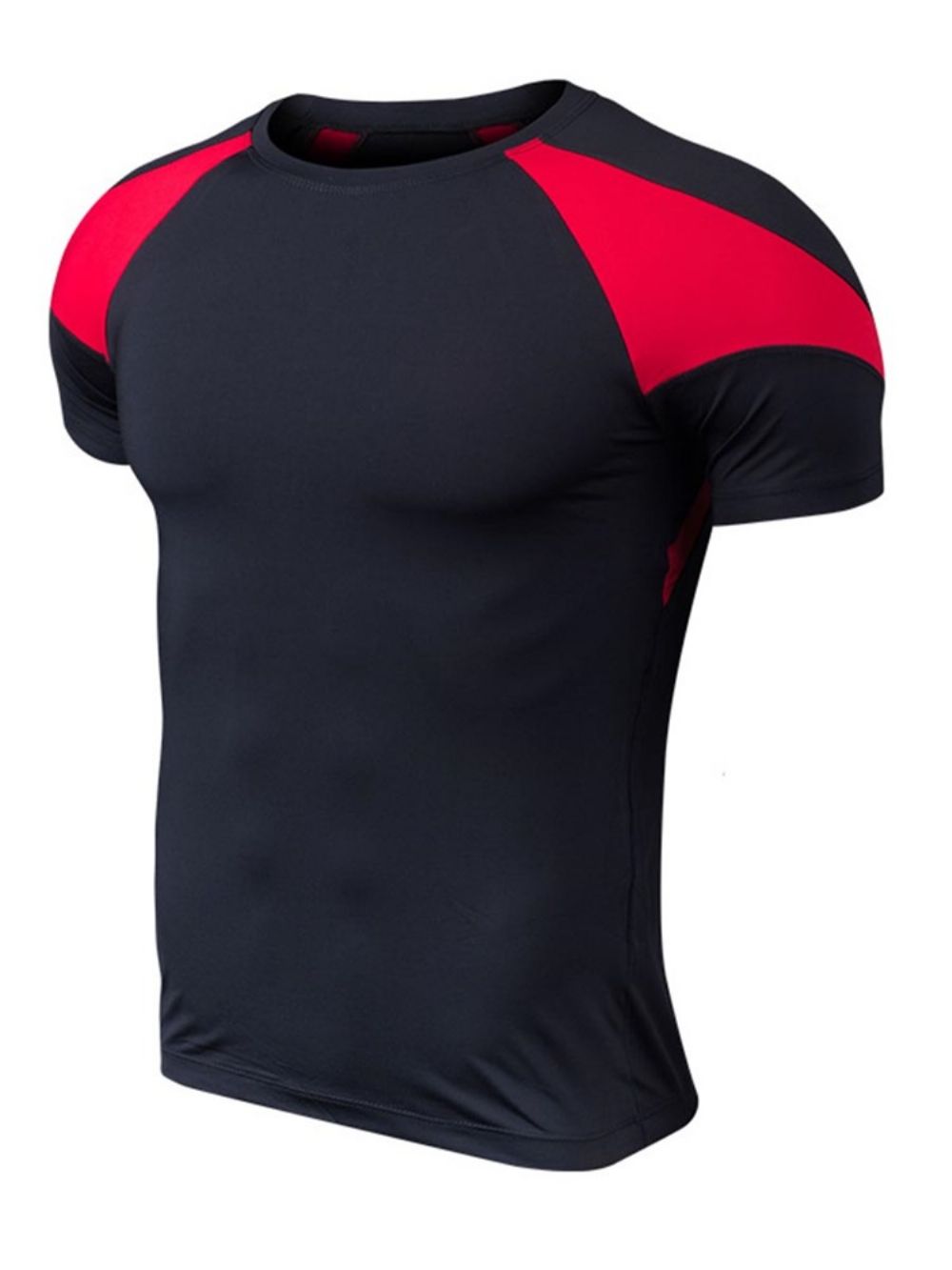 Camiseta Esportiva Masculina Color Block Manga Curta De Secagem Rápida Para Academia