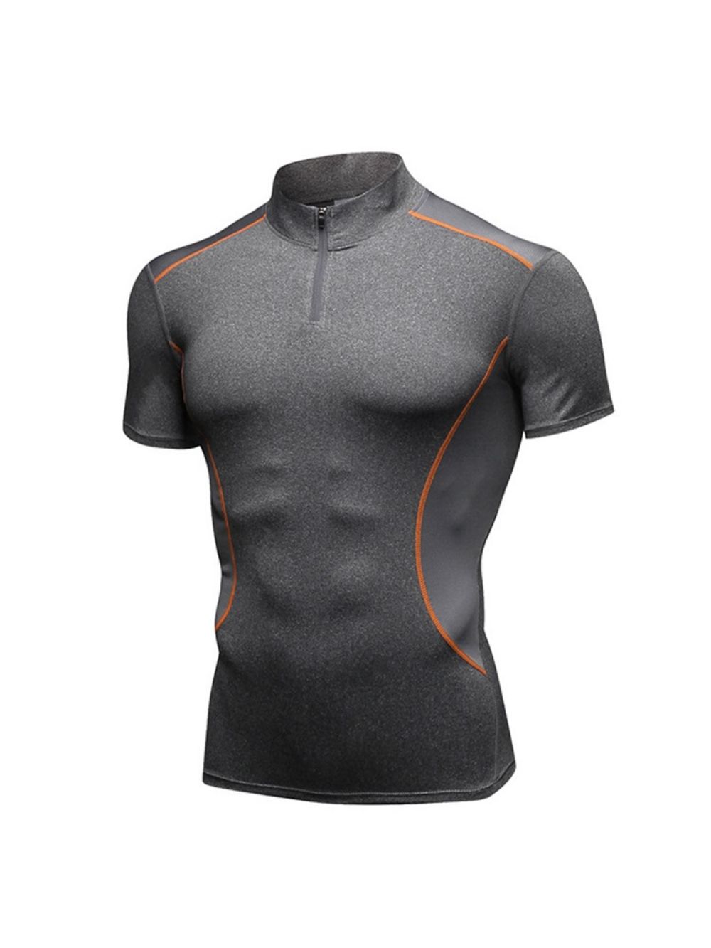 Camiseta Masculina Color Block Zipper Stretch Sports Quick Dry