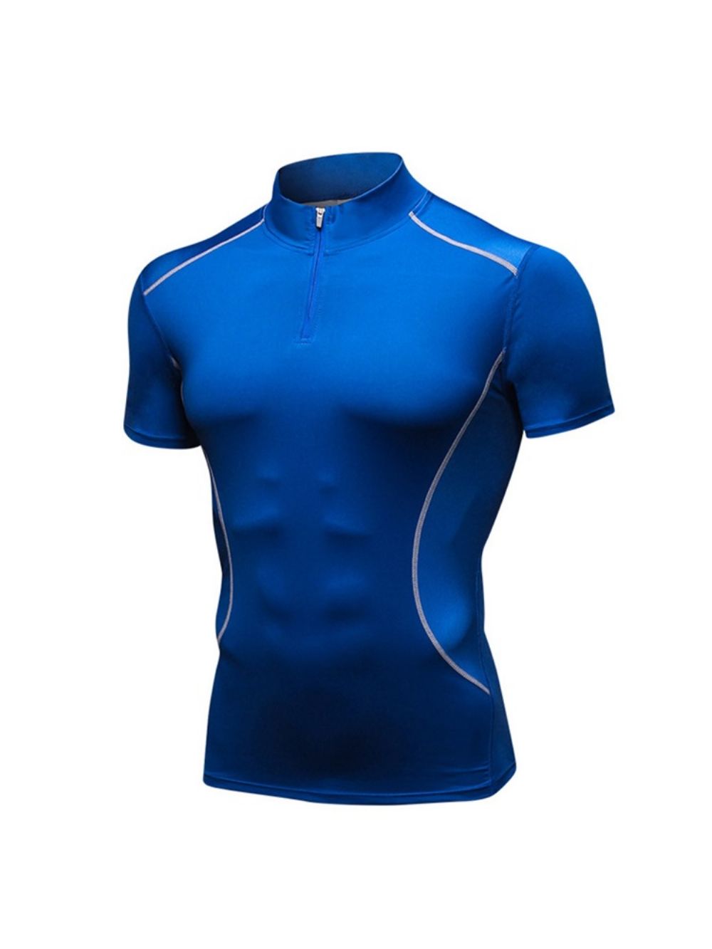 Camiseta Masculina Color Block Zipper Stretch Sports Quick Dry