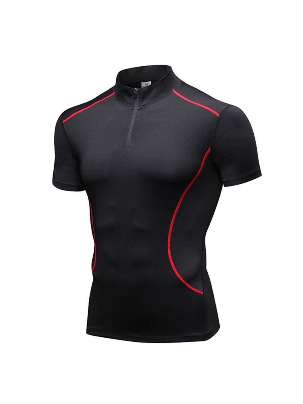 Camiseta Masculina Color Block Zipper Stretch Sports Quick Dry