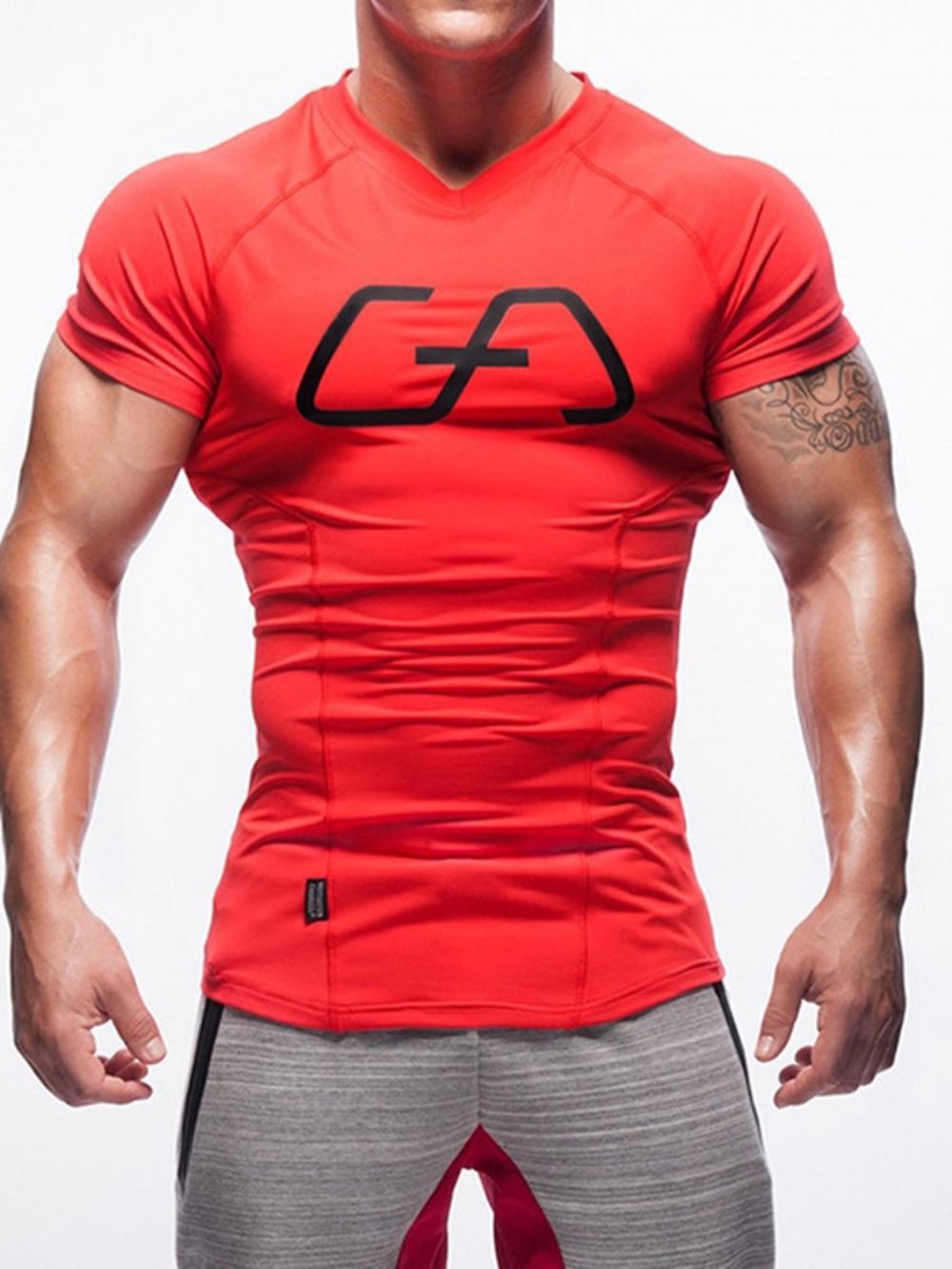 Camiseta Masculina Esportiva Com Estampa De Secagem Rápida Color Block Manga Curta