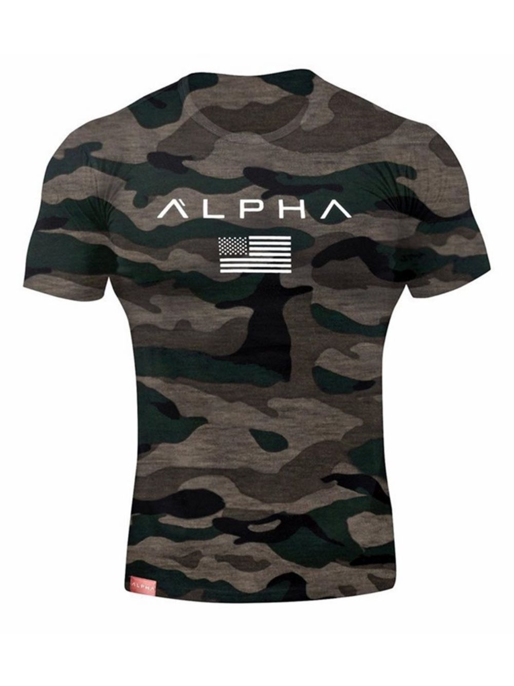 Camiseta Masculina Esportiva De Ginástica Com Estampa De Camuflagem