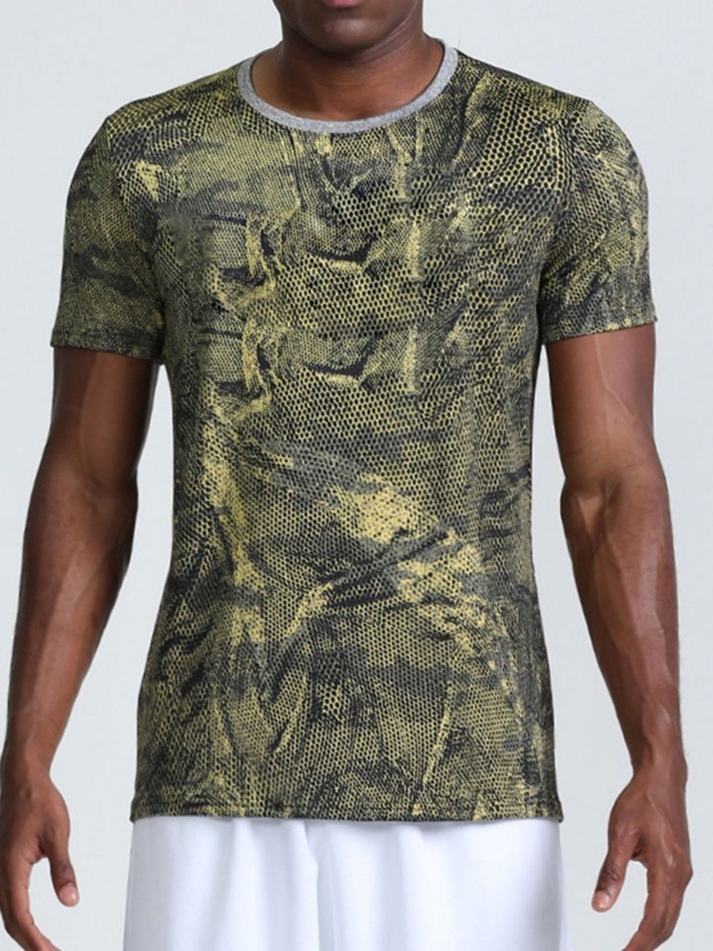 Camiseta Masculina De Pesca De Poliéster Com Estampa Respirável E Camuflagem