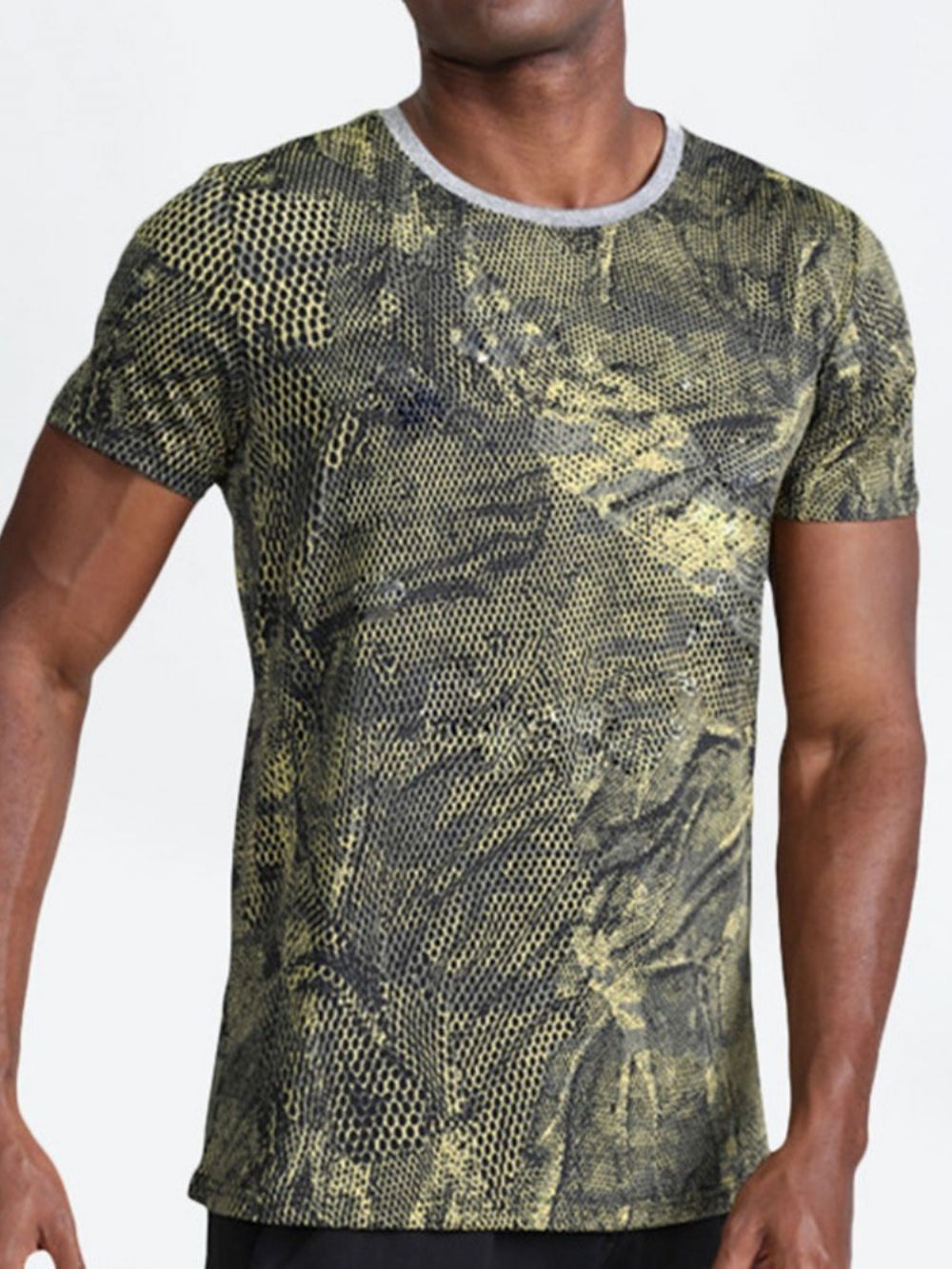 Camiseta Masculina De Pesca De Poliéster Com Estampa Respirável E Camuflagem