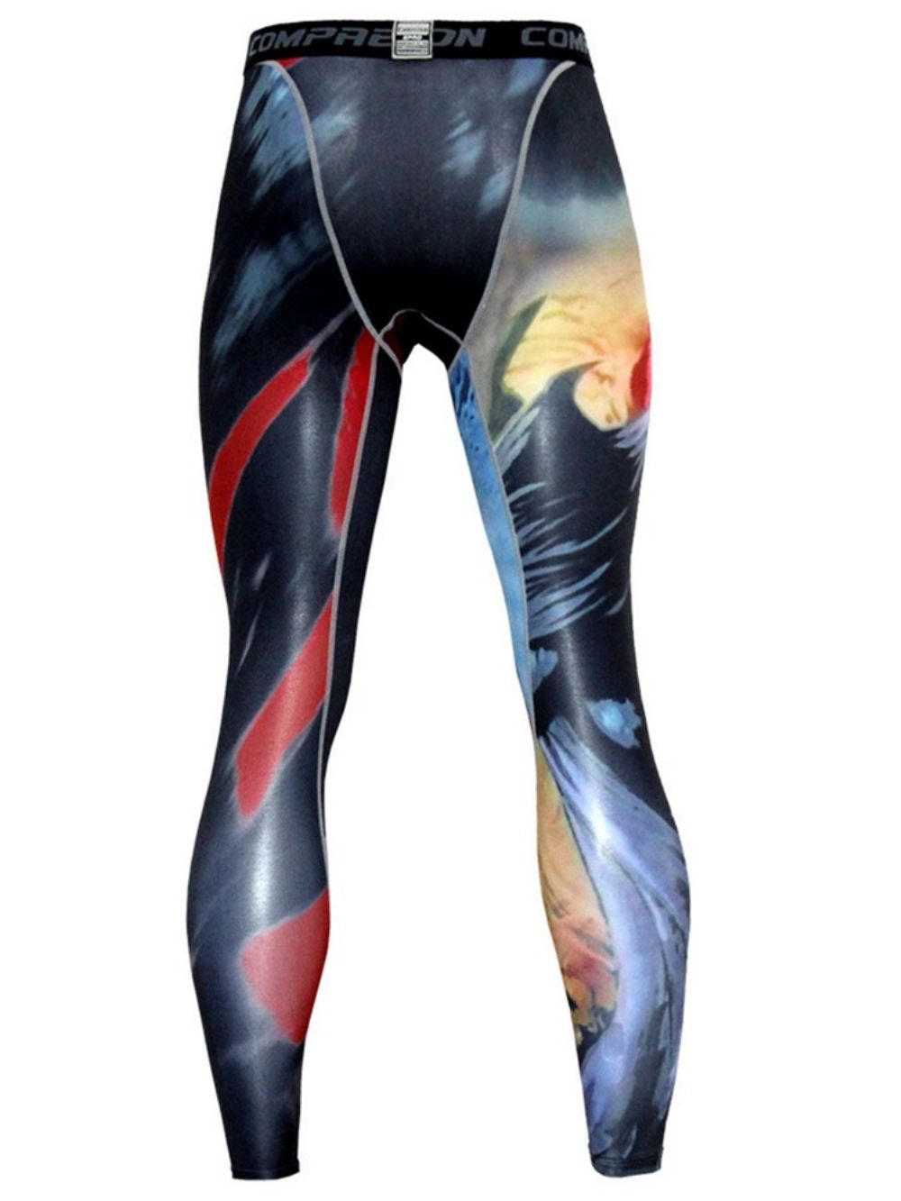 Legging Masculina Misturas De Algodão Respirável Color Block Print