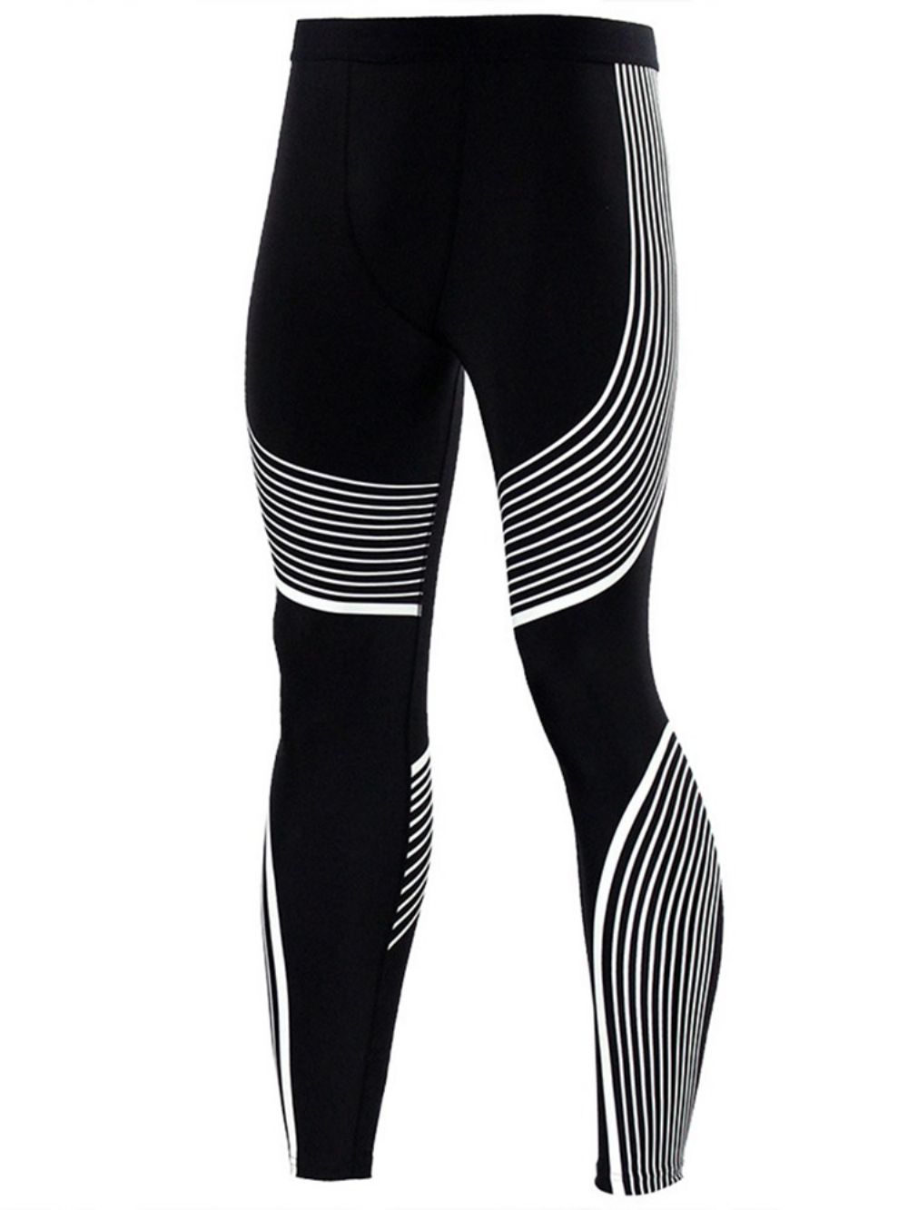 Legging Masculina Respirável Para Treino Com Estampa De Listras