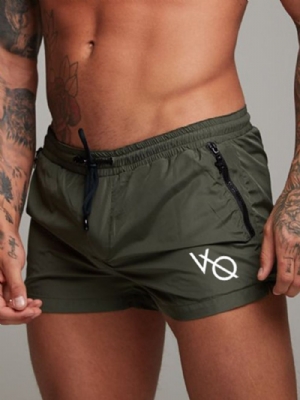 Shorts Masculinos De Secagem Rápida Letter Shorts Calças Esportivas