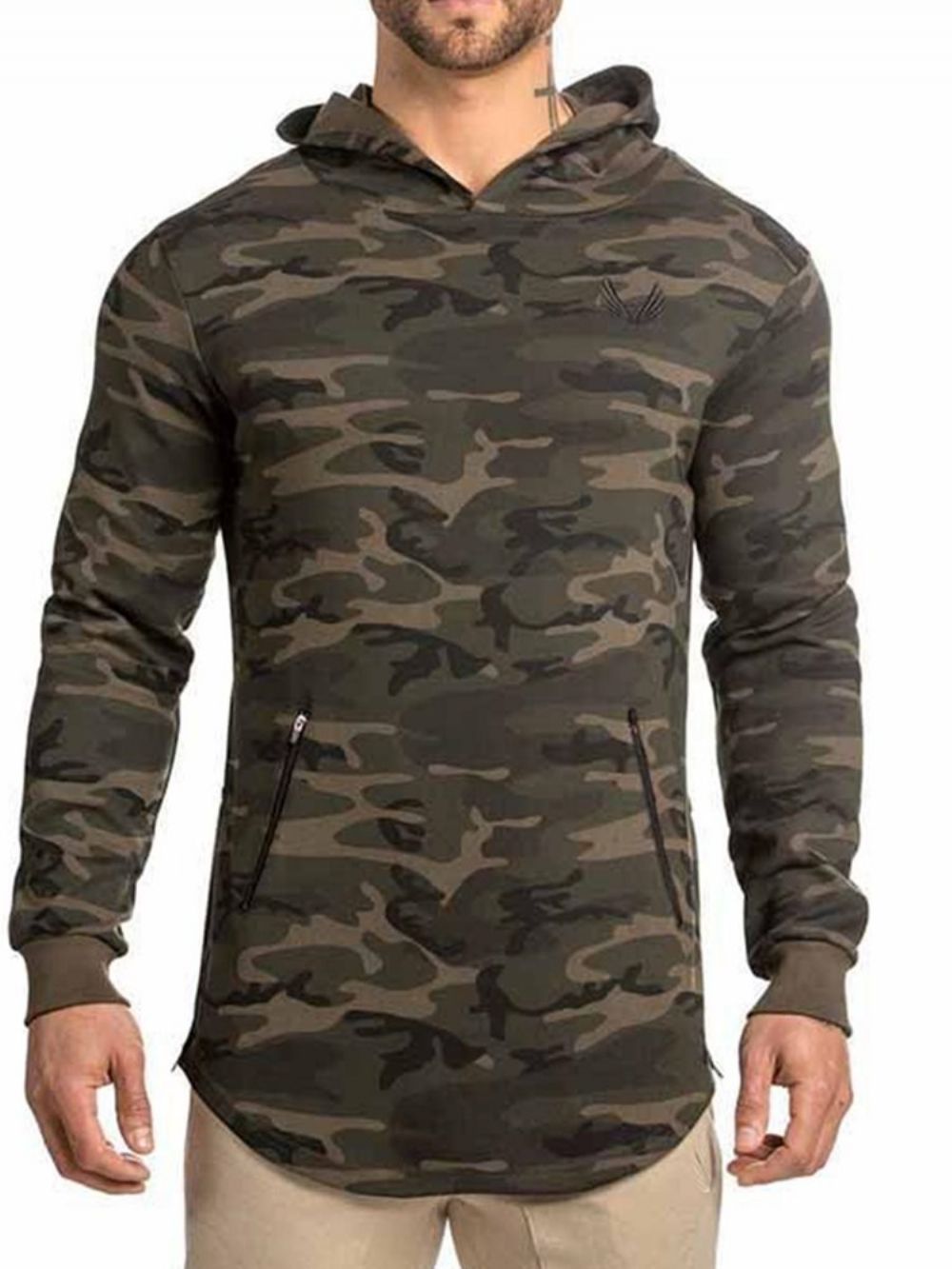 Suéter Esportivo Masculino Com Estampa De Camuflagem E Capuz