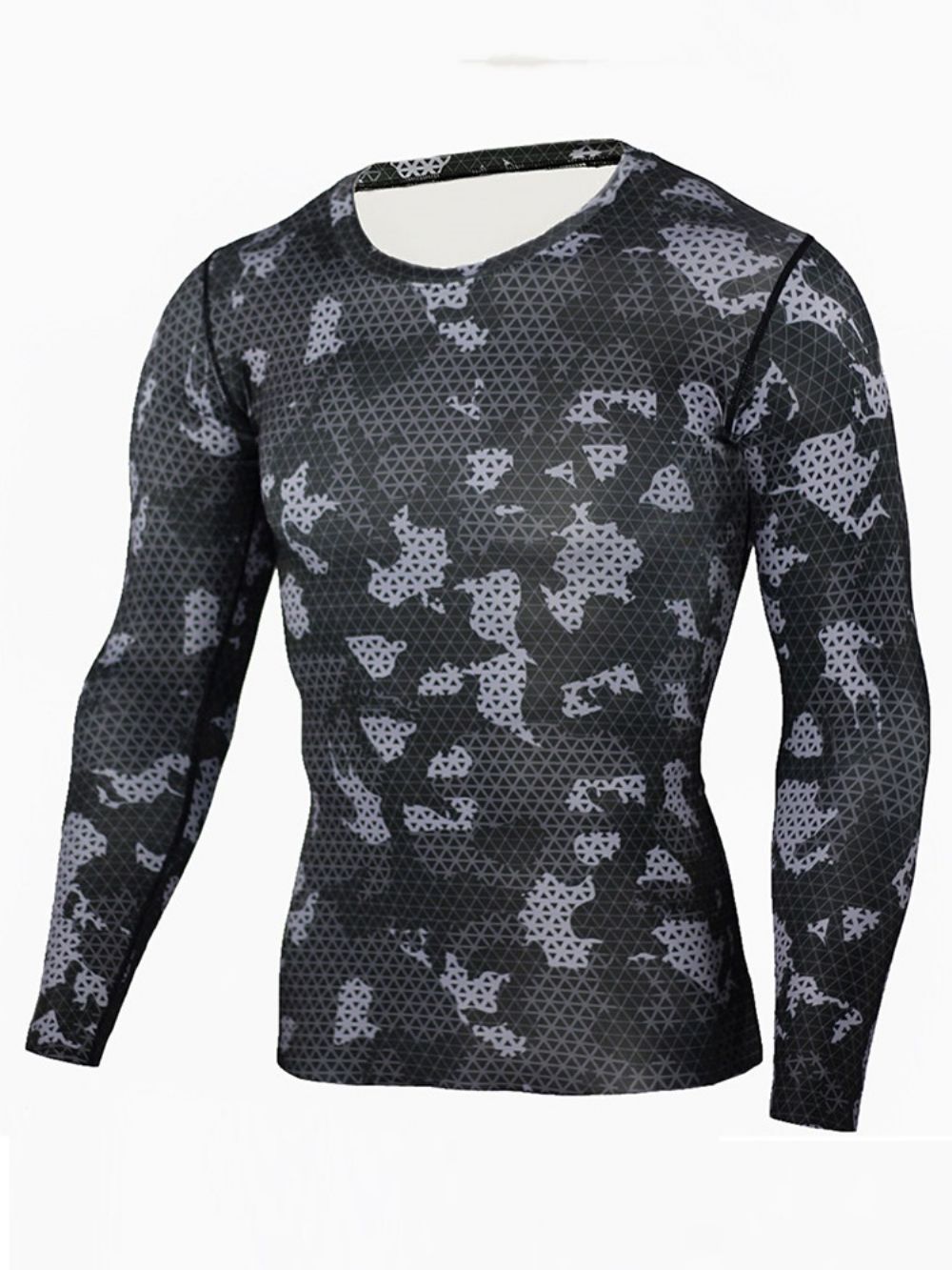 Tops Esportivos Masculinos De Camuflagem Respirável Patchwork Manga Longa