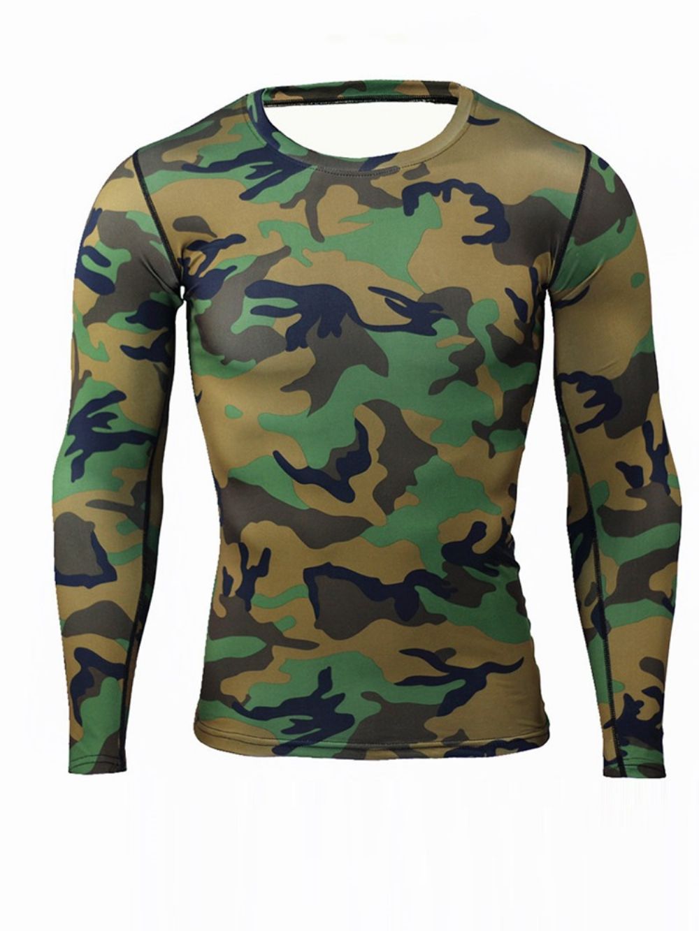 Tops Esportivos Masculinos De Camuflagem Respirável Patchwork Manga Longa