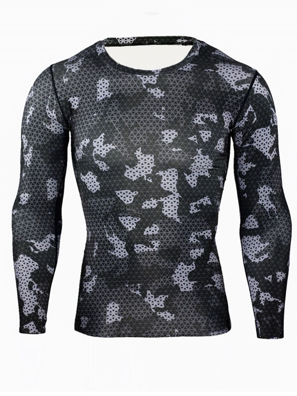 Tops Esportivos Masculinos De Camuflagem Respirável Patchwork Manga Longa