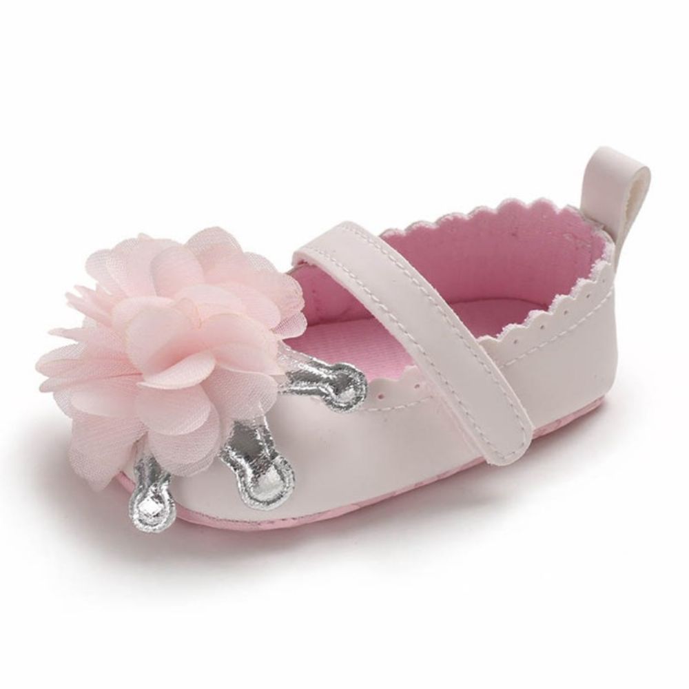 Sapatos De Bebê Com Velcro Floral