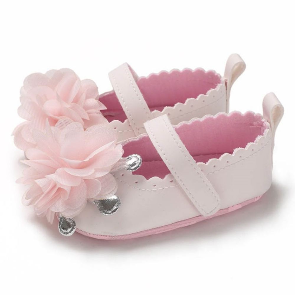 Sapatos De Bebê Com Velcro Floral