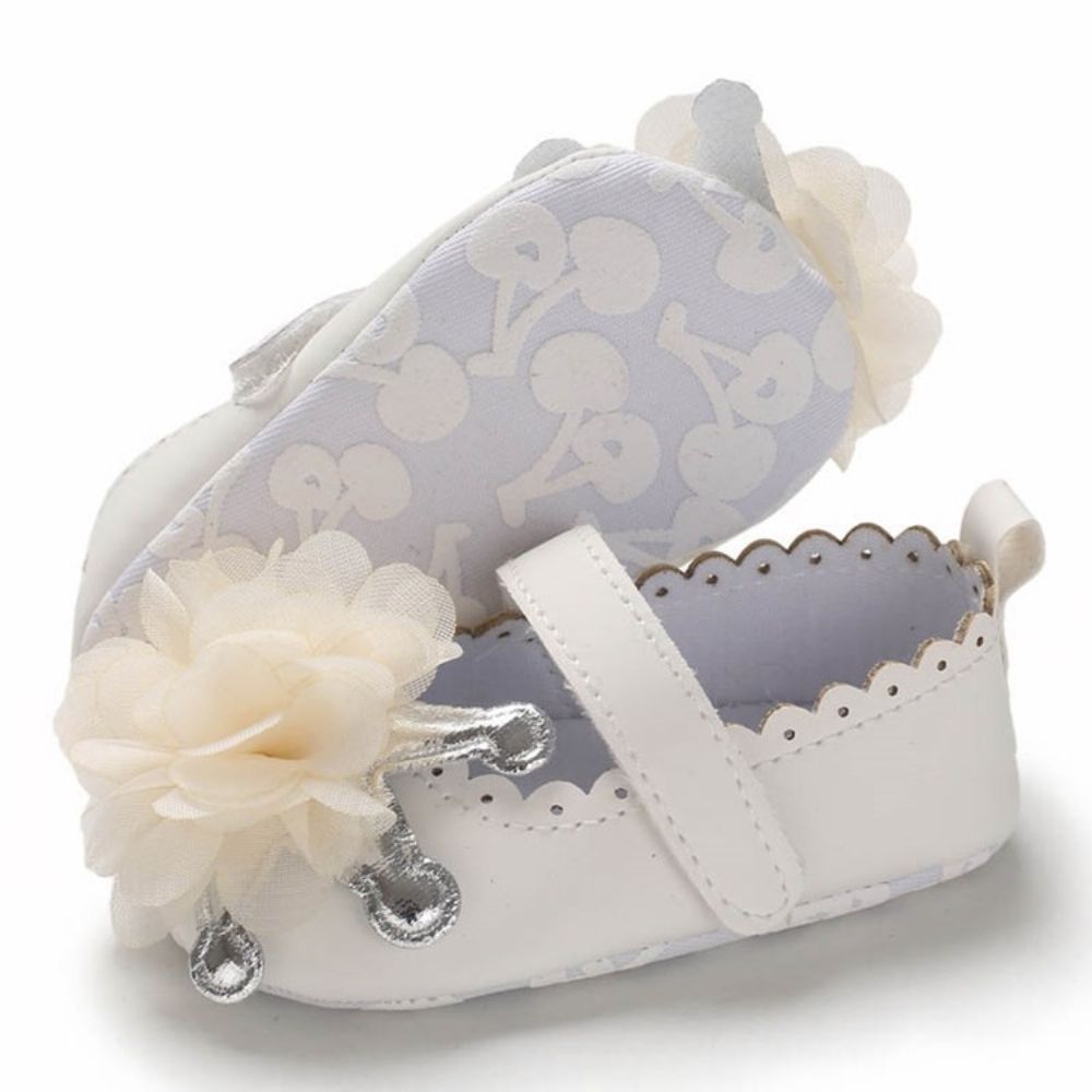 Sapatos De Bebê Com Velcro Floral