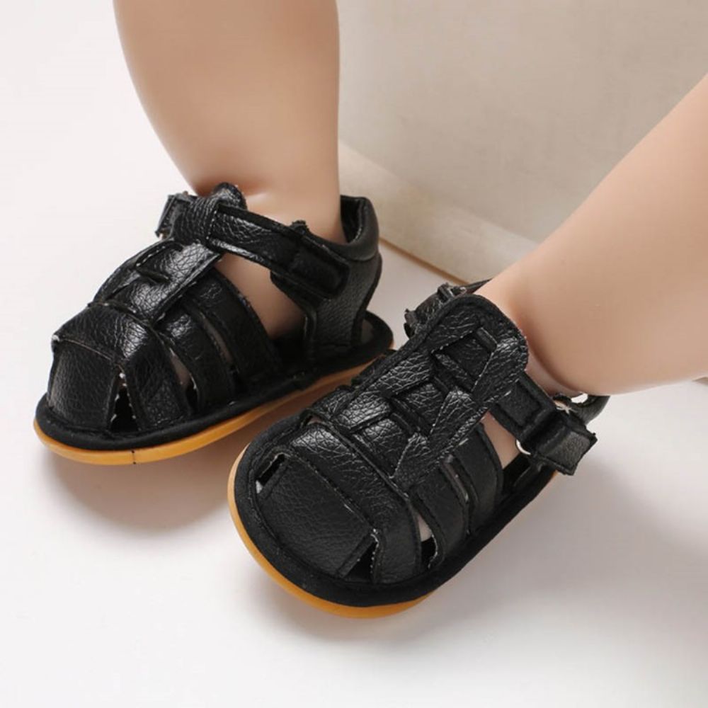 Sapatos De Bebê Lisos Com Velcro Oco