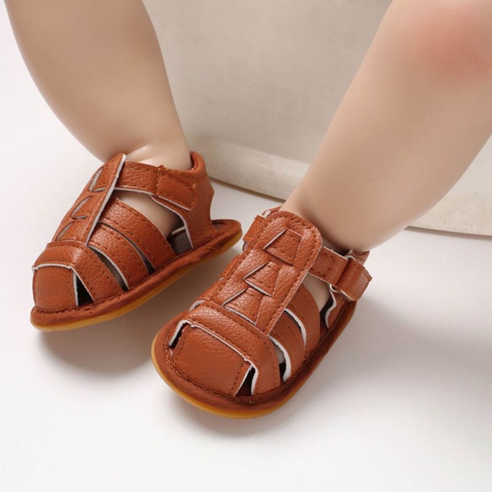 Sapatos De Bebê Lisos Com Velcro Oco