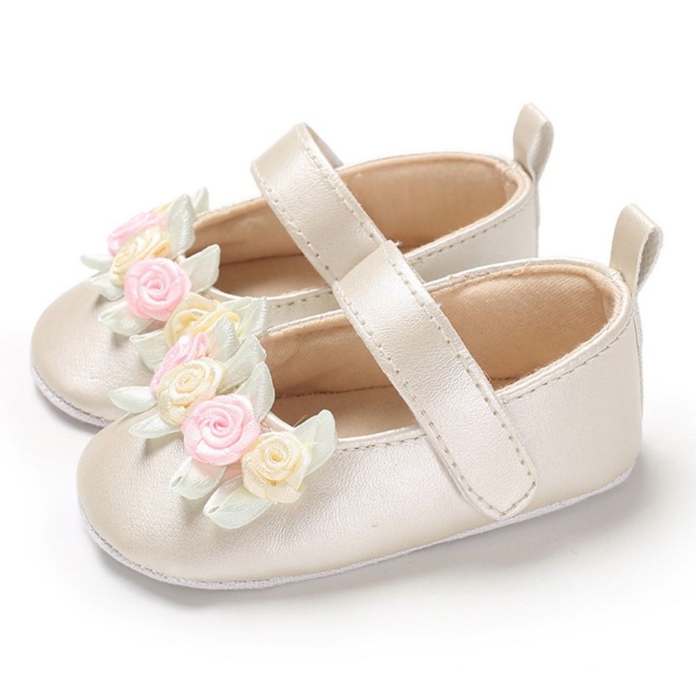 Sapatos Florais De Velcro Para Menina