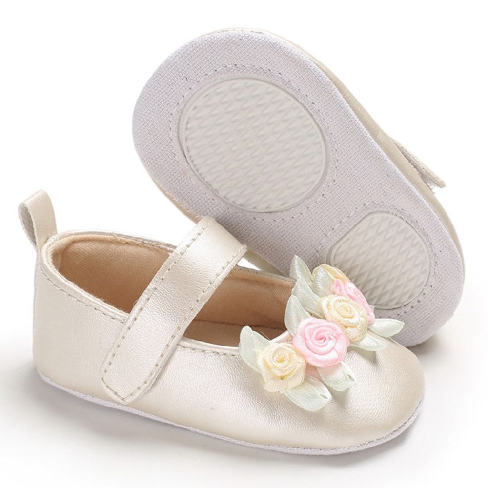 Sapatos Florais De Velcro Para Menina