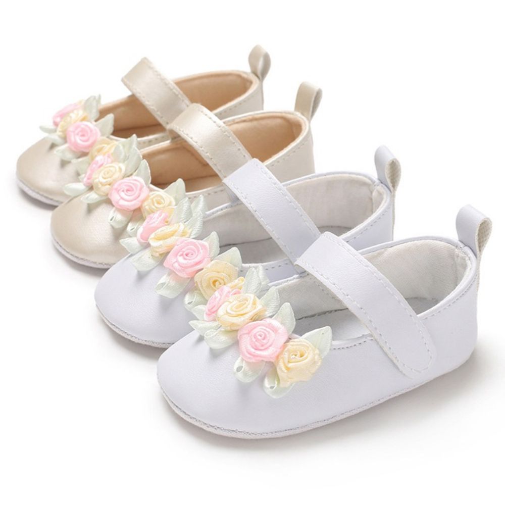 Sapatos Florais De Velcro Para Menina