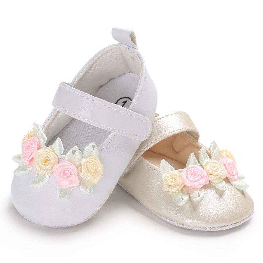 Sapatos Florais De Velcro Para Menina