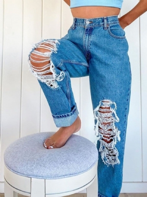 Calça Jeans Feminina Simples E Reta Lavável