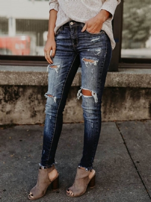 Calça Jeans Feminina Skinny Rasgada