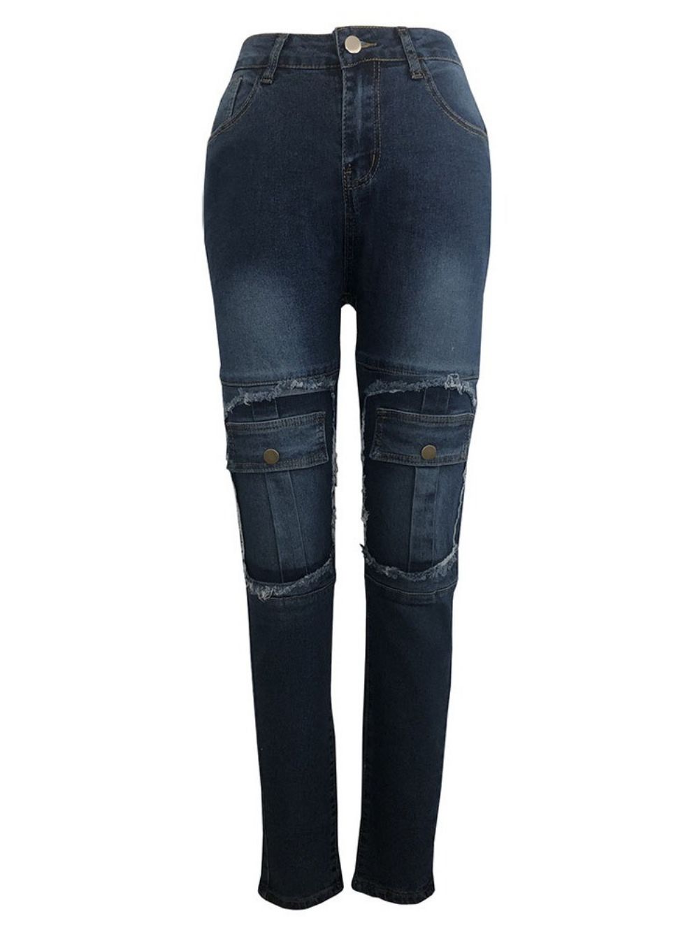 Calça Jeans Skinny Bolso Zíper Lápis