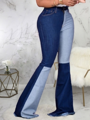 Calça Jeans Slim Com Zíper Plus Size Bloco Colorido De Bolso