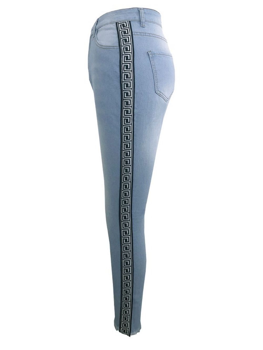 Calça Lápis Com Estampa Geométrica Skinny Jeans Feminino De Cintura Alta