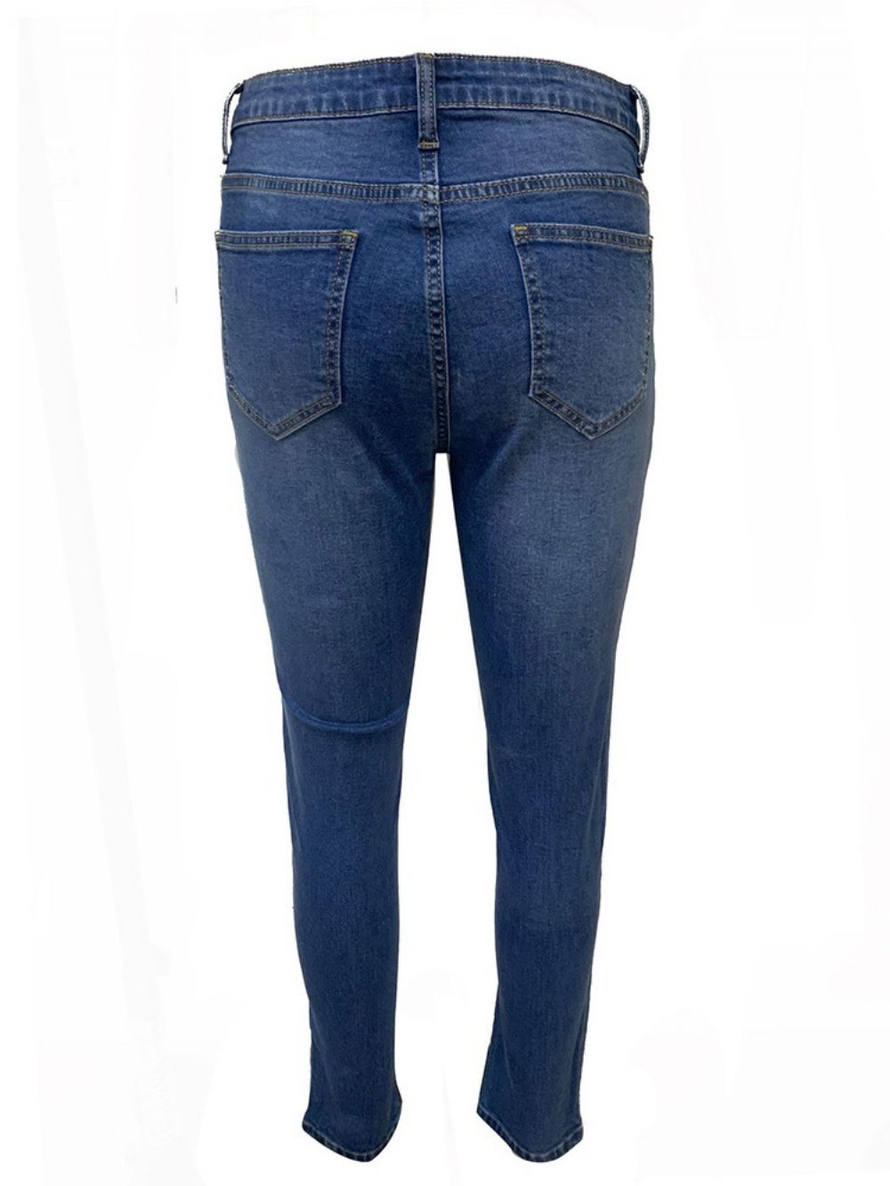 Calça Lápis Simples Com Cadarço Jeans Skinny Com Cadarço