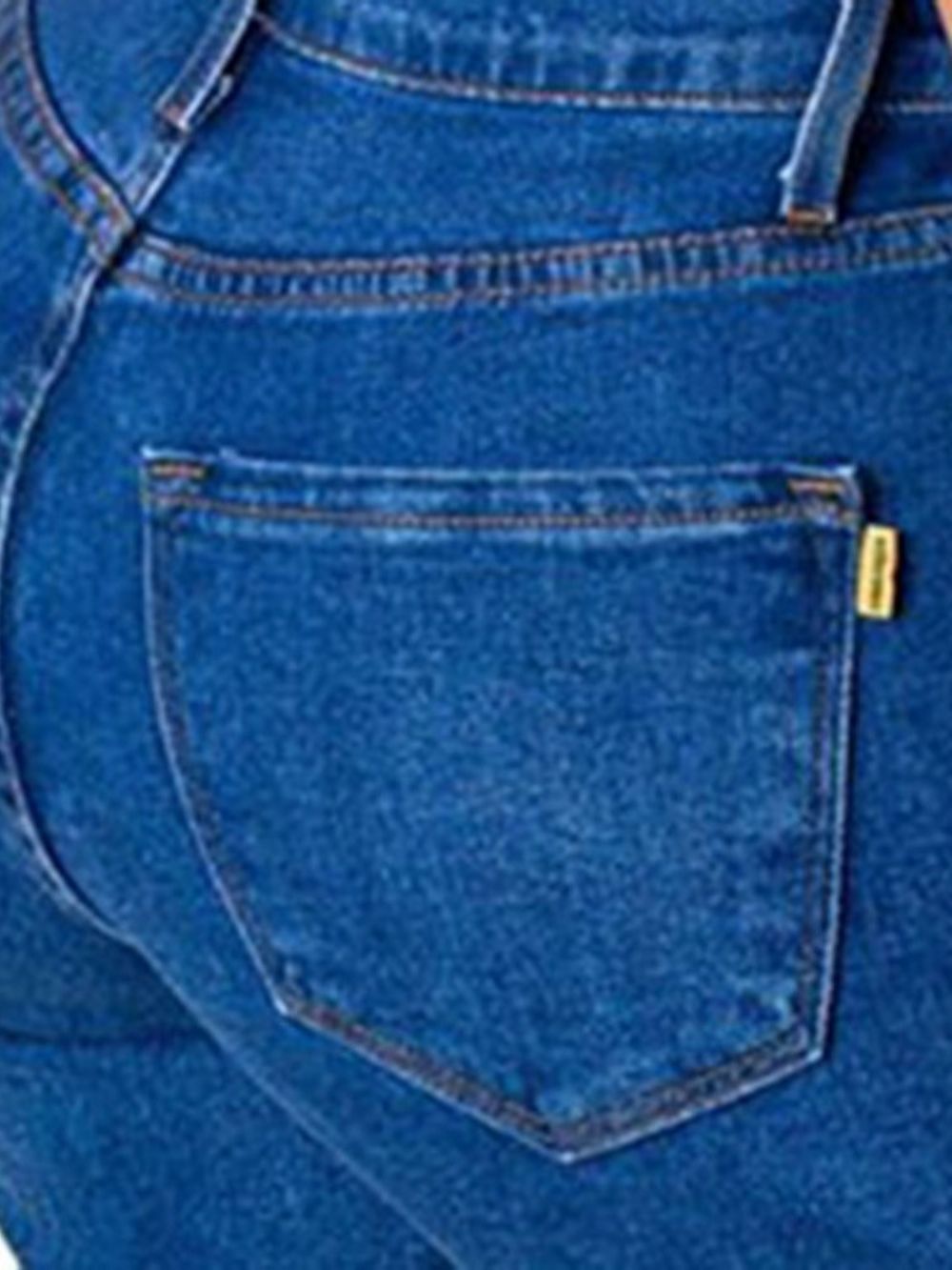 Jeans Rasgados Com Bolso Simples Sexy Fino Com Zíper