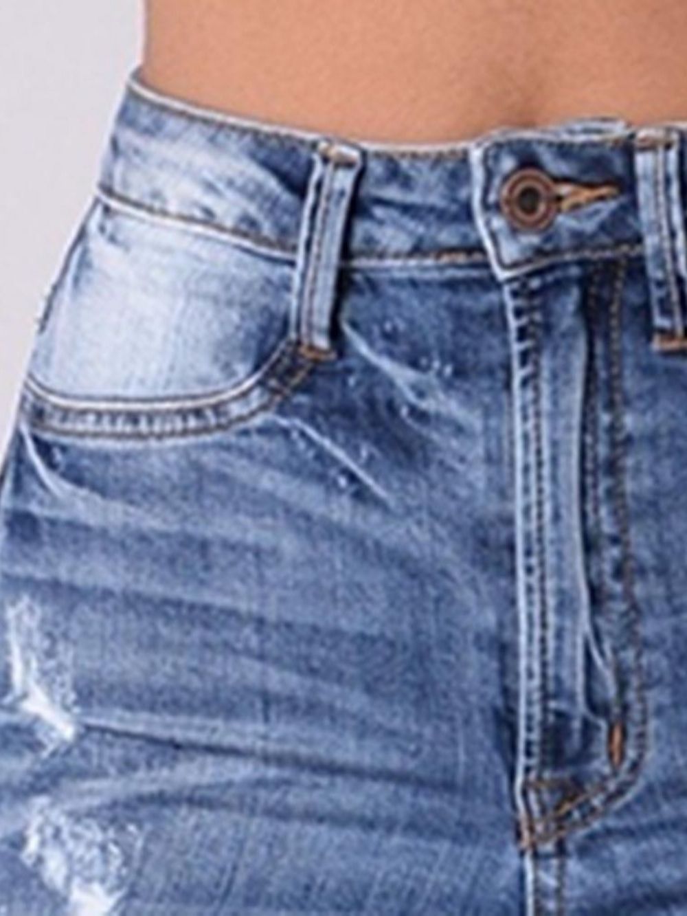 Jeans Slim Lavável Simples Rasgado