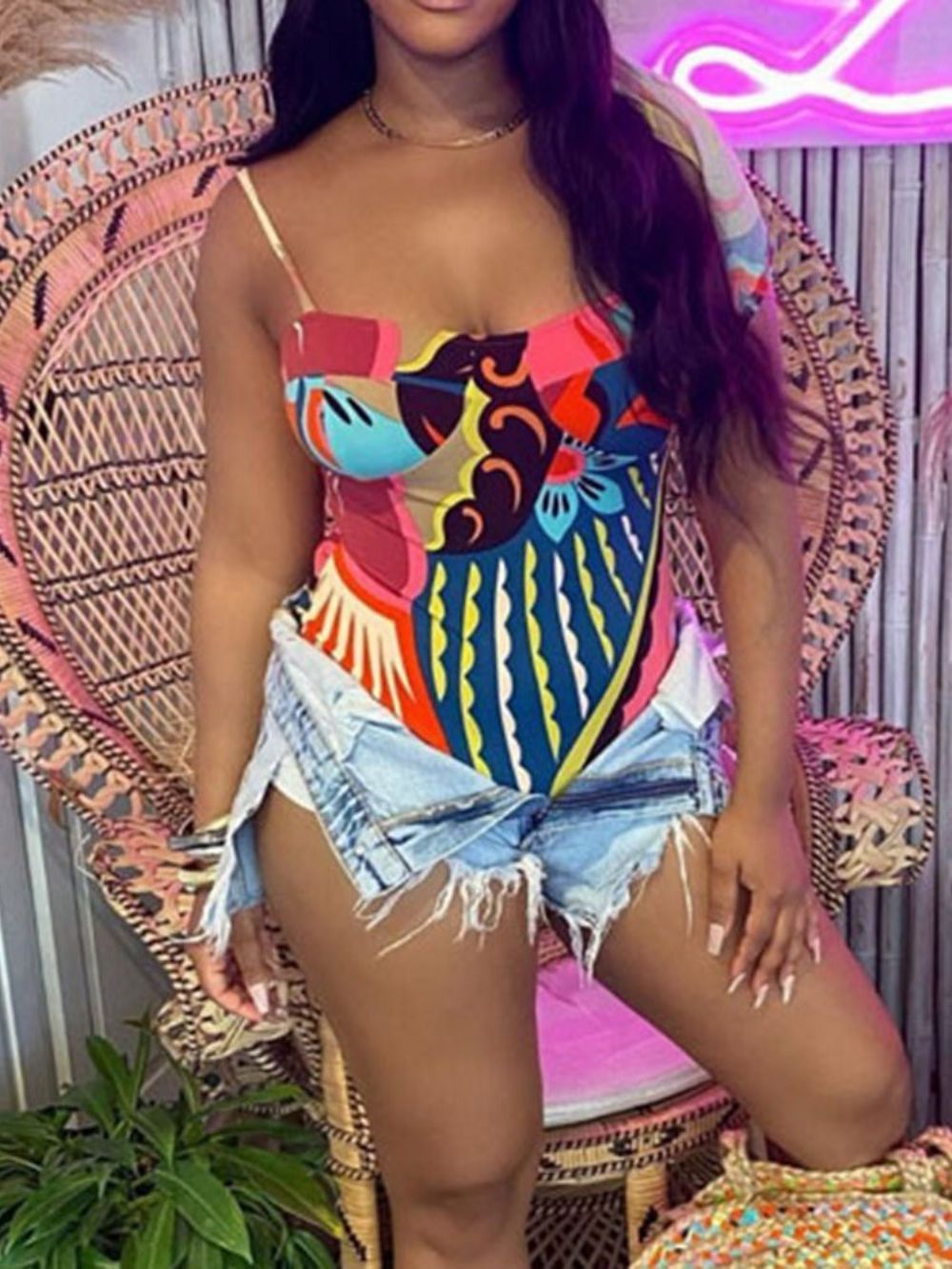 Conjunto De Banho Com Estampa Étnica Tankini Roupa De Banho De Praia