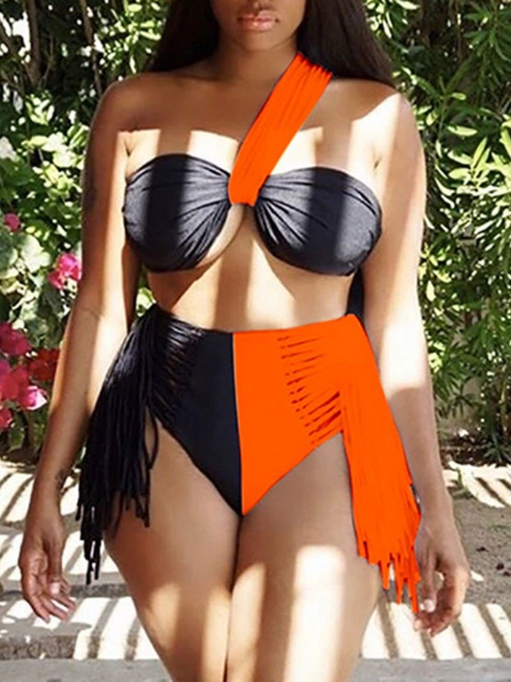 Conjunto De Roupas De Banho Femininas Color Block Western Tankini