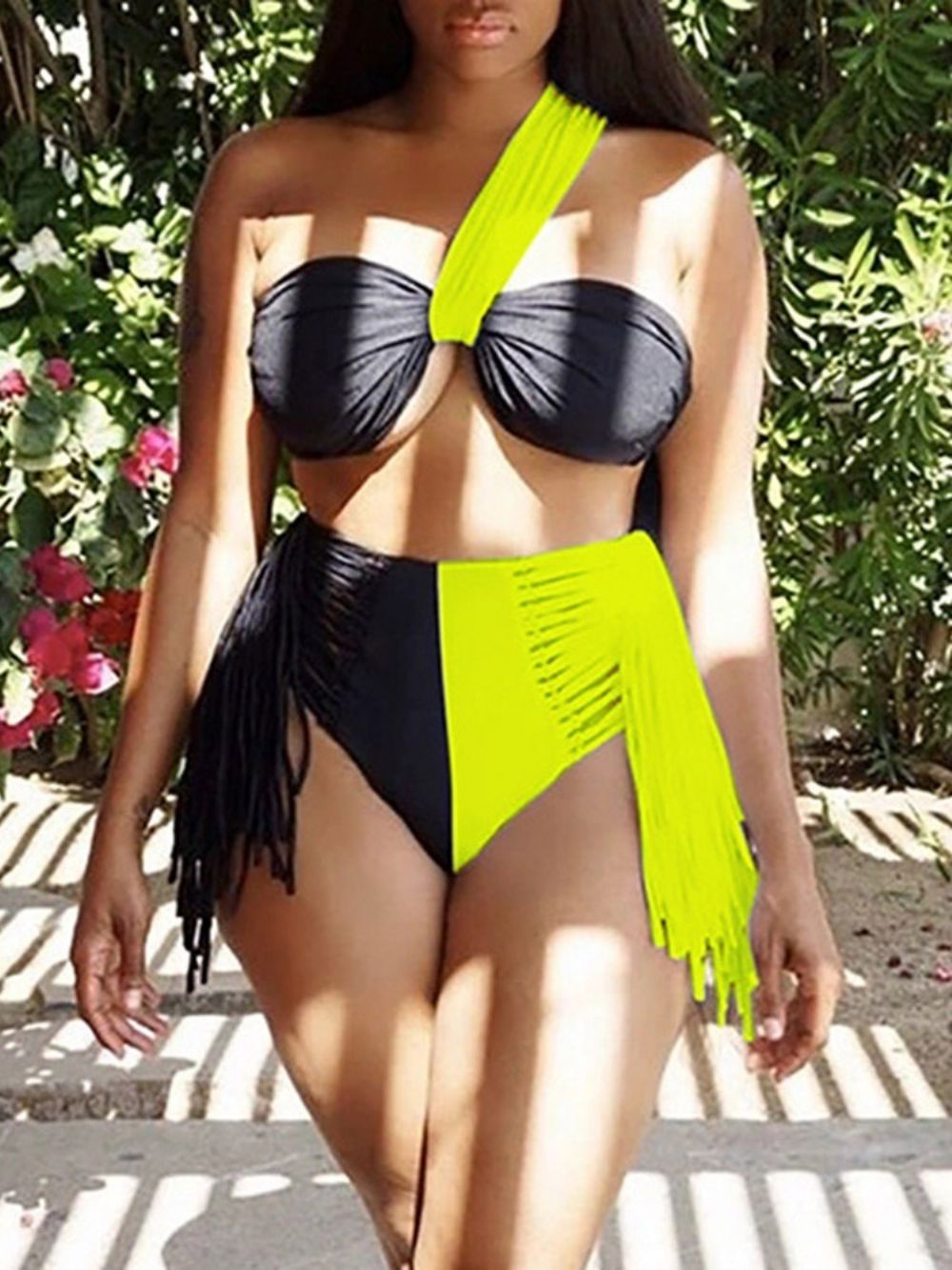 Conjunto De Roupas De Banho Femininas Color Block Western Tankini