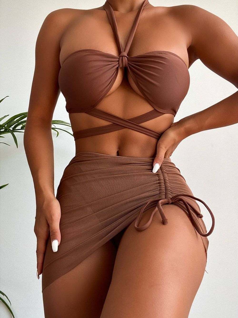 Conjunto Sexy Tankini Roupa De Banho Simples Feminina