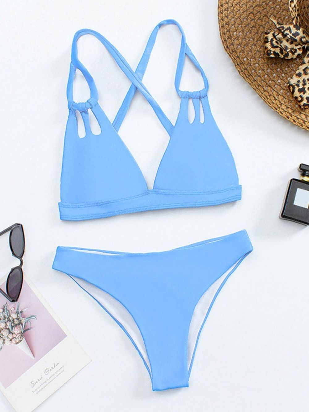 Conjunto De Sunga Simples Sky Blue Sexy Tankini